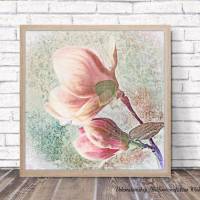 MAGNOLIA Blumenbild auf Holz Leinwand Kunstdruck Frühlingsblumen Wanddeko Landhausstil Shabby Chic Vintage Style kaufen Bild 4