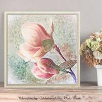 MAGNOLIA Blumenbild auf Holz Leinwand Kunstdruck Frühlingsblumen Wanddeko Landhausstil Shabby Chic Vintage Style kaufen Bild 6