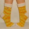 handgestrickte Socken, Strümpfe Gr. 41/42, Damensocken in sonnengelb, gelb, orange und natur, Einzelpaar Bild 2
