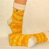 handgestrickte Socken, Strümpfe Gr. 41/42, Damensocken in sonnengelb, gelb, orange und natur, Einzelpaar Bild 3