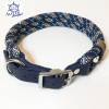 Hundehalsband verstellbar blau türkis braun weiß mit Leder und Schnalle Bild 4