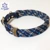 Hundehalsband verstellbar blau türkis braun weiß mit Leder und Schnalle Bild 5
