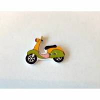 Holzknopf Mofa Motorroller gelb/grün Bild 1