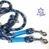 Leine Halsband Set blau goldbeige weiß, für mittelgroße Hunde, verstellbar Bild 5