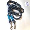 Leine Halsband Set blau goldbeige weiß, für mittelgroße Hunde, verstellbar Bild 6
