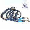 Leine Halsband Set blau goldbeige weiß, für mittelgroße Hunde, verstellbar Bild 8