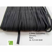 5 m Gummiband, schwarz, flach, 5 mm, Elastikband, Bastelmaterial Bild 1