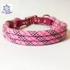 Hundehalsband verstellbar rosa bordeaux pink weiß mit Leder und Schnalle Bild 3