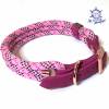 Hundehalsband verstellbar rosa bordeaux pink weiß mit Leder und Schnalle Bild 6