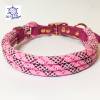 Hundehalsband verstellbar rosa bordeaux pink weiß mit Leder und Schnalle Bild 7
