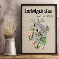 Stadtkarte LUDWIGSHAFEN - Deine Lieblingsstadt I Digitaldruck Stadtplan citymap City Poster Kunstdruck Stadt Karte Bild 1