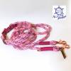 Leine Halsband Set rosa bordeaux pink weiß, für mittelgroße Hunde, verstellbar Bild 2