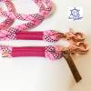 Leine Halsband Set rosa bordeaux pink weiß, für mittelgroße Hunde, verstellbar Bild 5