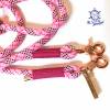 Leine Halsband Set rosa bordeaux pink weiß, für mittelgroße Hunde, verstellbar Bild 8