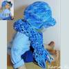 Mama- Baby- Set Blau im Farbverlauf / Baby- Hütchen und Mama- Schal gehäkelt Baumwolle Bild 1