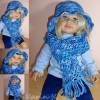Mama- Baby- Set Blau im Farbverlauf / Baby- Hütchen und Mama- Schal gehäkelt Baumwolle Bild 7