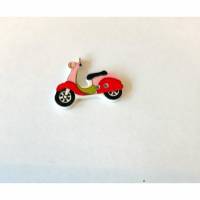 Holzknopf Mofa Motorroller rosa/rot Bild 1