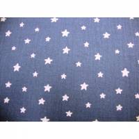 Stoff Baumwolle Musselin Double Gauze weisse Sterne  jeansblau weiß Blusenstoff Spucktuch Kleiderstoff Bild 1