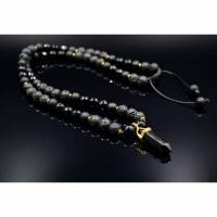 Herren Halskette aus Edelsteinen Onyx Lava Achat mit Knotenverschluss, Länge 57 cm Bild 1
