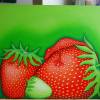 Erdbeerfrosch, Leinwanddruck, Erdbeere, Frosch, Bild für Küche, Bilder, Froschkönig, witziges Bild, Erdbeerbild. Bild Esszimmer, Stilleben Bild 2