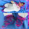 Willkommen Baby- Set Söckchen und Zipfelmütze Royal Pink Lila Violett Blau Grün Pinkrosé Farbverlauf mit Zöpfchen und Bindebändchen Bild 10