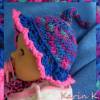 Willkommen Baby- Set Söckchen und Zipfelmütze Royal Pink Lila Violett Blau Grün Pinkrosé Farbverlauf mit Zöpfchen und Bindebändchen Bild 4