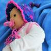 Willkommen Baby- Set Söckchen und Zipfelmütze Royal Pink Lila Violett Blau Grün Pinkrosé Farbverlauf mit Zöpfchen und Bindebändchen Bild 7