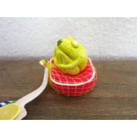 Eifrosch Zitrone, Froschfigur, kleiner Frosch, Zitrone, Froschplastik, Mini Frosch, Ei, kleine Skulptur, kleine Plastik, witzige Skulptur Bild 1