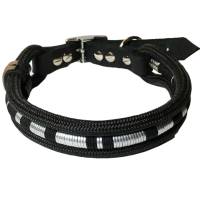 Edles Hundehalsband verstellbar schwarz silber Leder und Schnalle Edelstahl Bild 1