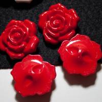 4 rote Rosen Knöpfe 35mm, Kunststoffknöpfe, Mantelknöpfe, Jackenknöpfe, Dekoknöpfe, große Knöpfe, Trödel Dings da Bild 2