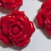 4 rote Rosen Knöpfe 35mm, Kunststoffknöpfe, Mantelknöpfe, Jackenknöpfe, Dekoknöpfe, große Knöpfe, Trödel Dings da Bild 3