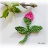 Häkelblume mit Blättern - 1 Rose nach Wahl,Tulpe, Rose - Knospe,Häkelapplikation,Tischdeko,grün,rosa Bild 3