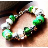 Armband, Module, Beads. Modularmband, sillber,grün, weiss,  Perlenarmband,2 Bild 1