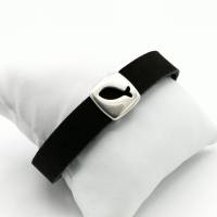 Leder-Armband, mit Fisch in schwarz silber für Kommunion Konfirmation, 18 cm lang plus Verlängerungkette Bild 5