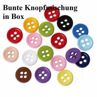 Knöpfe in Box, Knöpfe, Knopf, Harz,  bunt gemischt, 9mm Bild 1