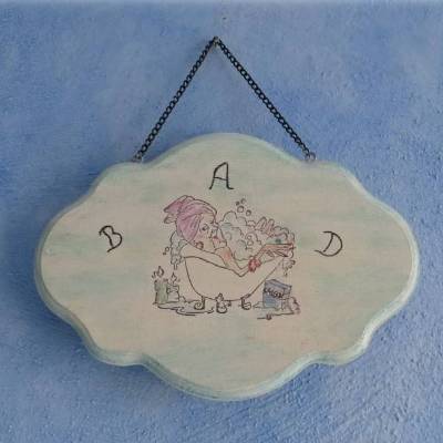 Nostalgisches  Türschild Bad mit Badewanne, Einweihungsparty, Badezimmer, Weihnachtsgeschenk