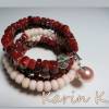 Spiralarmreif in den Farben Rotbraun und Rosé mit Perlen- Anhänger Bild 10