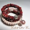 Spiralarmreif in den Farben Rotbraun und Rosé mit Perlen- Anhänger Bild 3