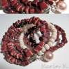 Spiralarmreif in den Farben Rotbraun und Rosé mit Perlen- Anhänger Bild 6