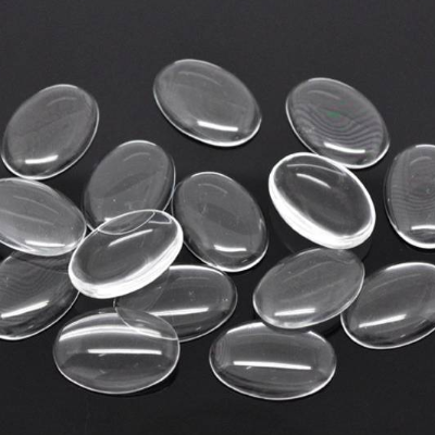 50 klare ovale Glas-Cabochons, Kuppelsteine 13x18 mm zum Basteln & Schmuckdesign