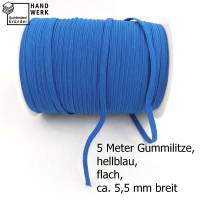 5 m Gummiband, blau, flach, 5 mm, Elastikband, Bastelmaterial Bild 1