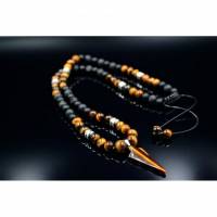 Herren Halskette aus Edelsteinen Tigerauge Onyx Lava Hämatit mit Anhänger, Länge 60 cm Bild 1