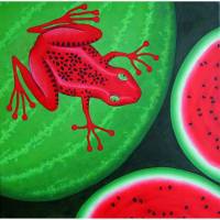 Melonenfrosch, Frosch Bild, Wssermelone, Froschkönig, Froschbild, Bilder, Melone Bild, Stilleben, Frosch, Wohnzimmer Bild, Kinderzimmer Bild 1