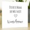 Holzbild "Beste Mama" personalisiert Geschenk Spruch Holzschild, 15x15 cm aufhängen o. hinstellen Taufe Geburt Hochzeit Dankeschön Wandbild Bild 3