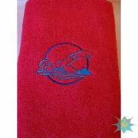 Handtuch, rot, 50x100 cm, mit Motiv "Schwimmen" Bild 1