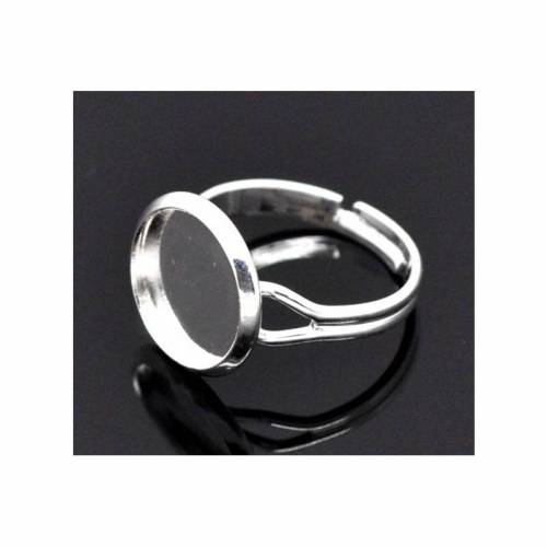 5 / 20 Ring mit Klebeplatte, Ringrohling, Fingerring, Fassung, Cabochon, Klebestein,verstellbar, versilbert