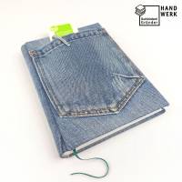 Notizbuch, Jeans Upcycling, blau, DIN A5, 300 Seiten, Recycling-Papier, Tagebuch Bild 1