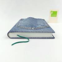 Notizbuch, Jeans Upcycling, blau, DIN A5, 300 Seiten, Recycling-Papier, Tagebuch Bild 2