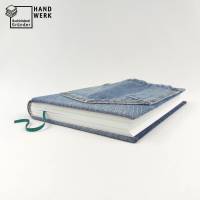 Notizbuch, Jeans Upcycling, blau, DIN A5, 300 Seiten, Recycling-Papier, Tagebuch Bild 3