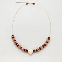 Perlen-Halskette mit Hämatit und Jadeperlen in rosé gold 45 cm plus Verlängerungskette Bild 4